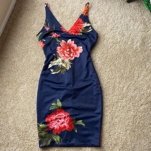 Knee Length Floral Bodycon Dress